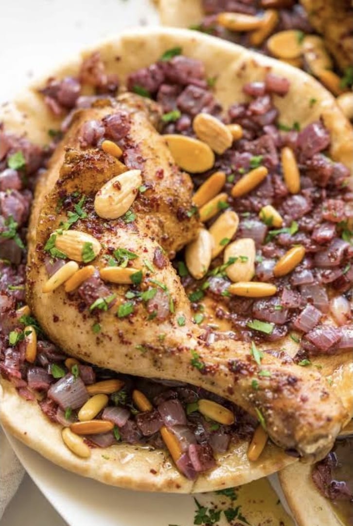 Mussakhan (roasted chicken with onion, olive oil & spices) Serves 8 adults