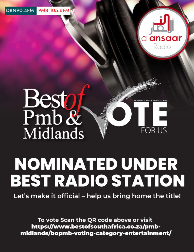 Al-Ansaar Radio nominated for Best Radio Station, Best of PMB & Midlands 2026